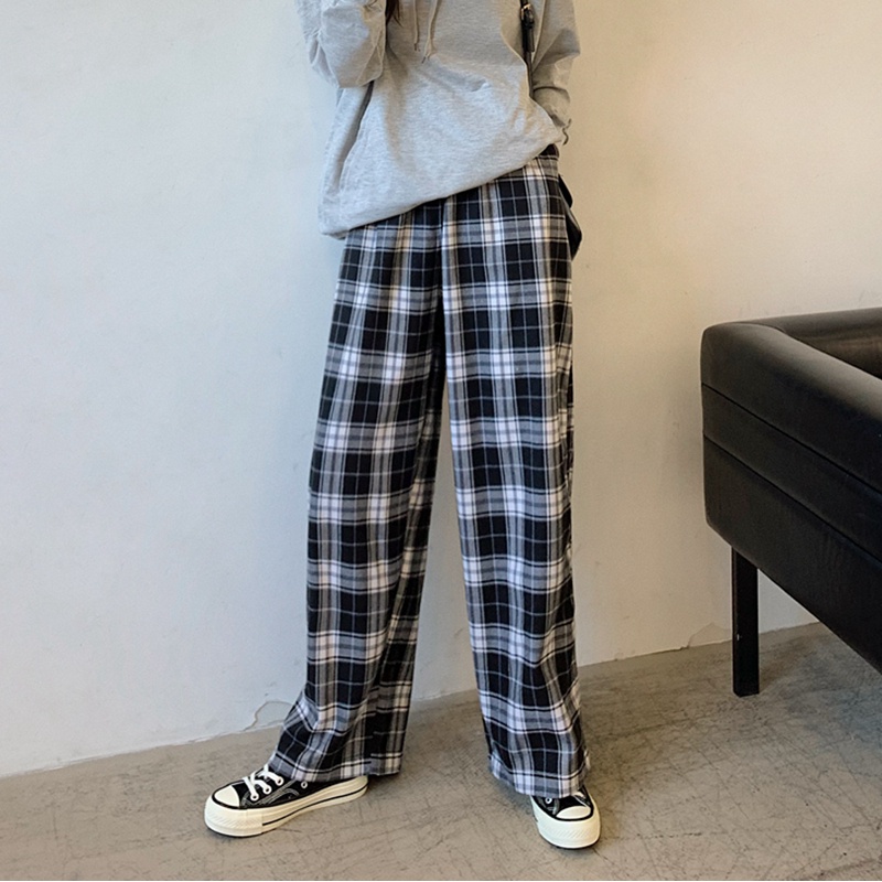 SUXI Quần ống rộng Họa Tiết Sọc Caro Phong Cách Cổ Điển Thời Trang Xuân Hè Cho Nam Và Nữ