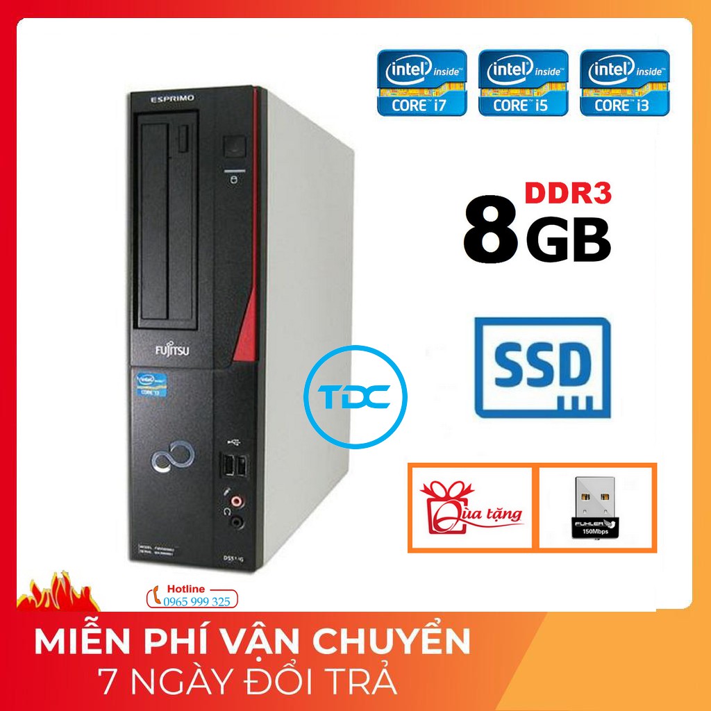 Case máy tính đồng bộ Fujitsu Core I7 Core I5 Core I3 / Ram 8GB / SSD 120GB. Hàng nhập khẩu nhật nguyên bản.