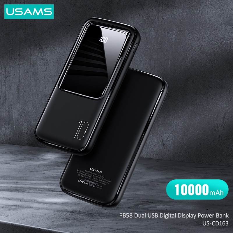 Sạc dự phòng USAMS QC3.0 10000mAh có màn hình kỹ thuật số cho điện thoại / máy tính bảng / laptop
