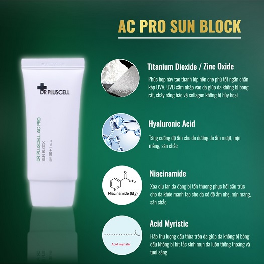 Kem Chống Nắng Cho Da Dầu Mụn Dr Pluscell AC Pro Sun Block
