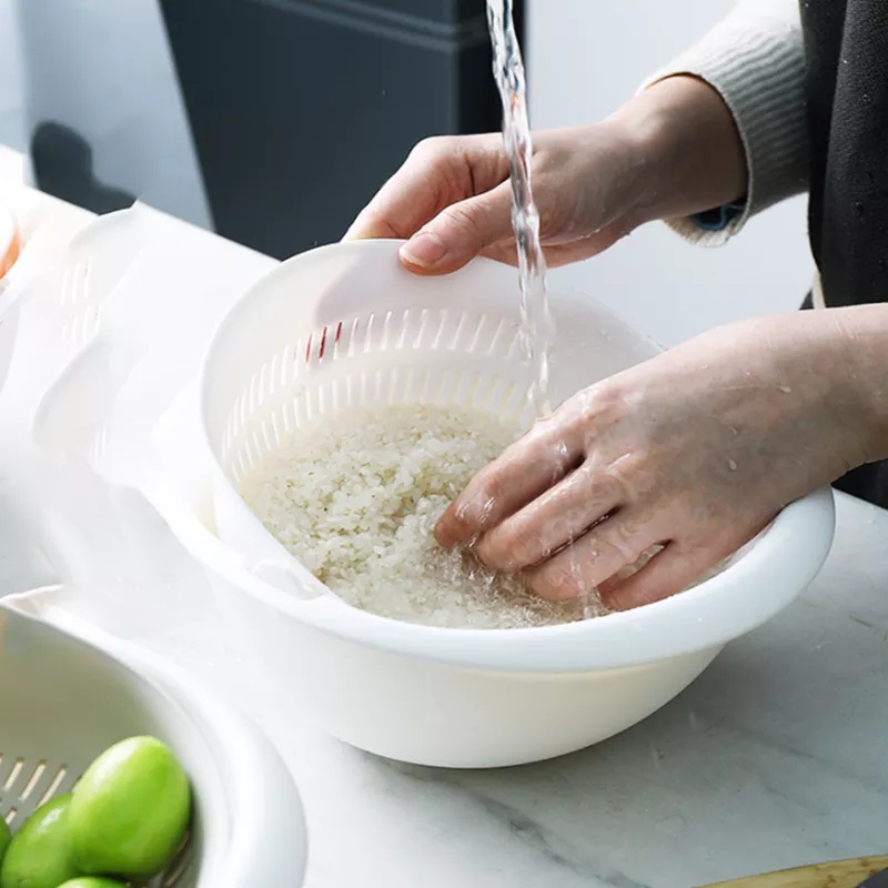Rổ Rửa Rau Củ Quả Hai Lớp Đa Năng Tiện Lợi