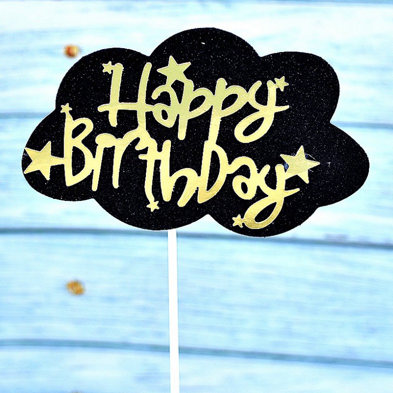 Trang trí bánh kem , phụ kiện trang trí bánh  que happy birthday mây