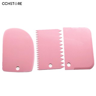 3Pcs Plastic Fondant Cake Cream Scraper Spatula Dough Cutter Kitchen Baking Tool