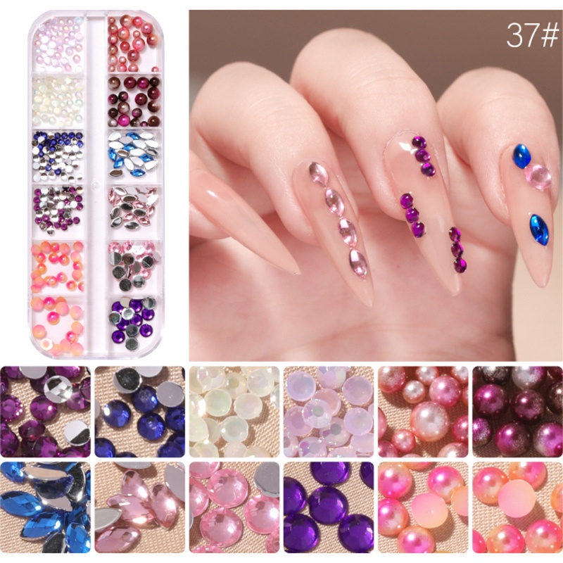 Hộp Phụ Kiện Trang Trí Móng Tay Lấp Lánh Xinh Xắn