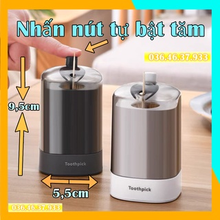 Hộp đựng tăm xỉa răng thông minh cao cấp mini nhấn nút tự động bật an toàn dễ sử dụng