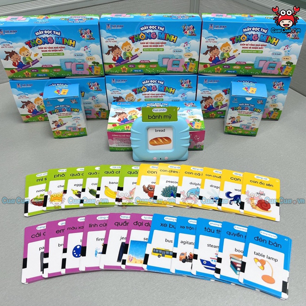 Máy đọc thẻ tiếng anh flashcard, máy đọc thẻ song ngữ anh việt, thẻ học thông minh cho bé học tiếng anh nói tiếng việt
