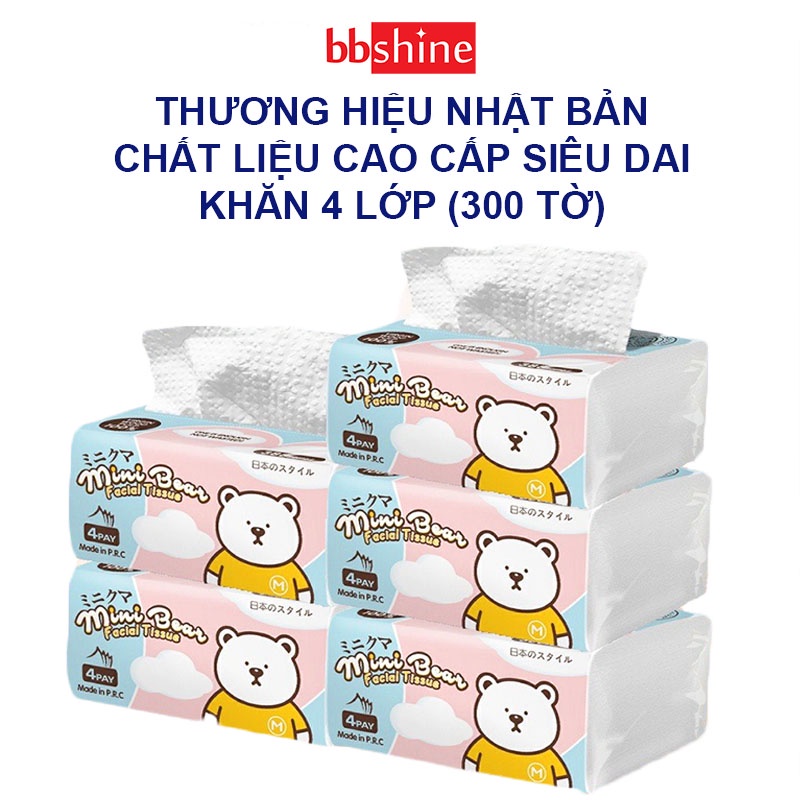 Khăn giấy khô đa năng cho bé, Khăn giấy rút Mini Bear 4 lớp mềm mại an