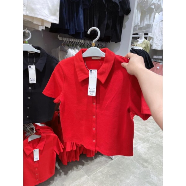 Áo sơmi nữ crop top Uniqlo Nhật Bản