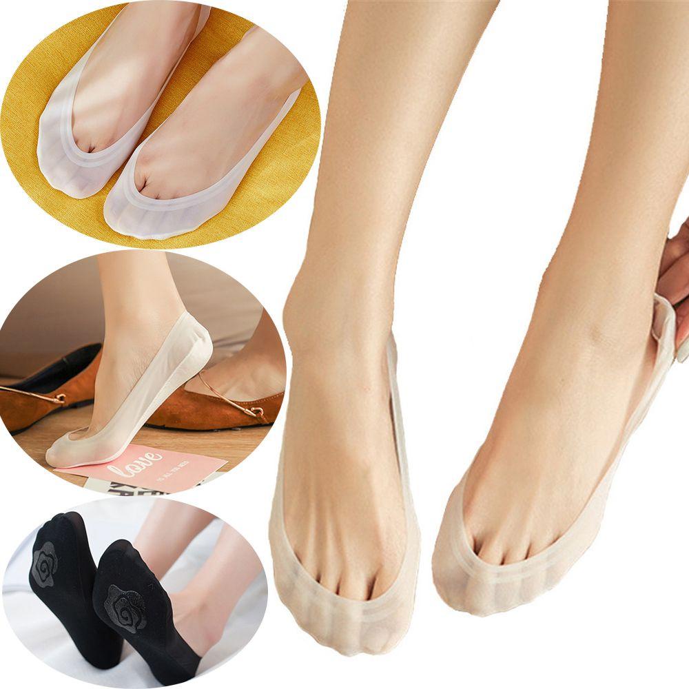 Đôi Vớ Thuyền Siêu Mỏng Cổ Thấp Bằng Silicone Chống Trượt Cho Nữ
