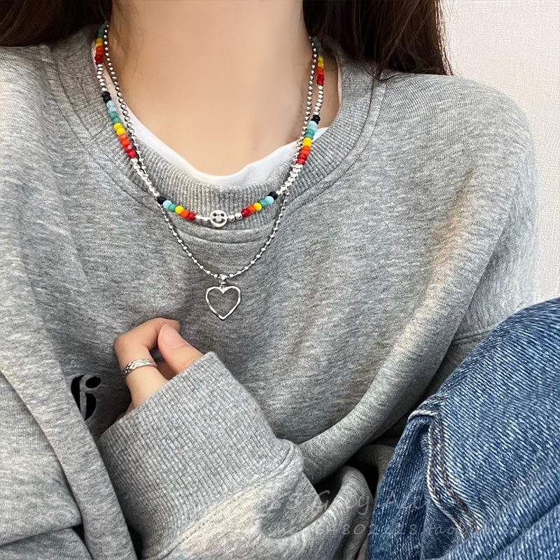 Vòng cổ Hợp Kim Mặt Hình Trái Tim Đính Đá Xinh Xắn Cho Nữ