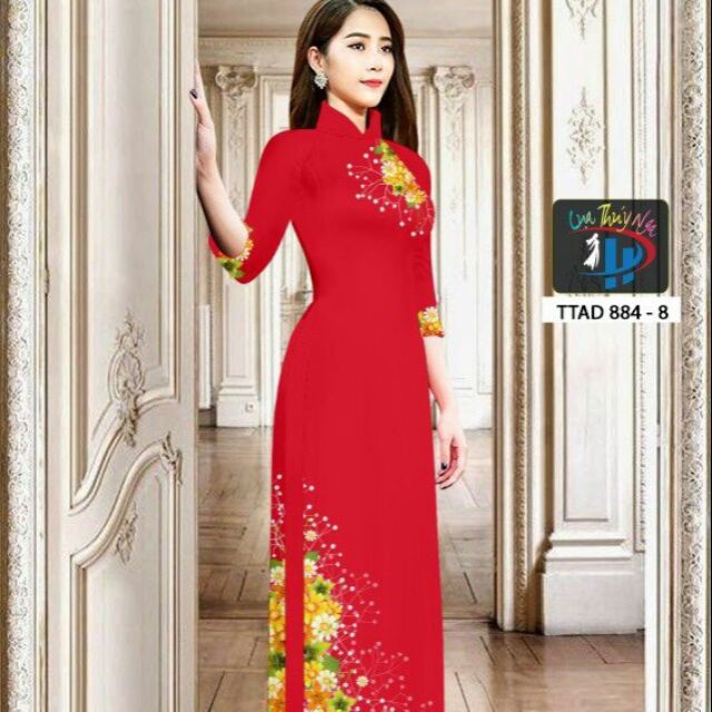 Vải áo dài in hoa 3d