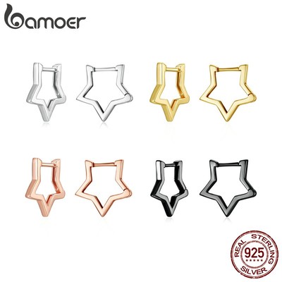 Bamoer Bông Tai bạc 925 Họa Tiết Hình Học Phong Cách hip hop Thời Trang Cho Nữ