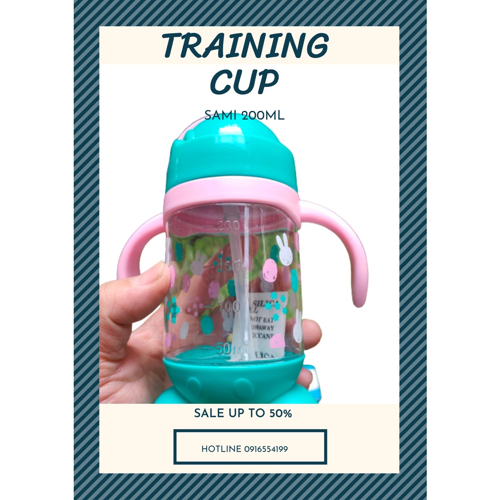 Bình tập uống nước có tay cầm cho bé Sami 200ml, Training cup