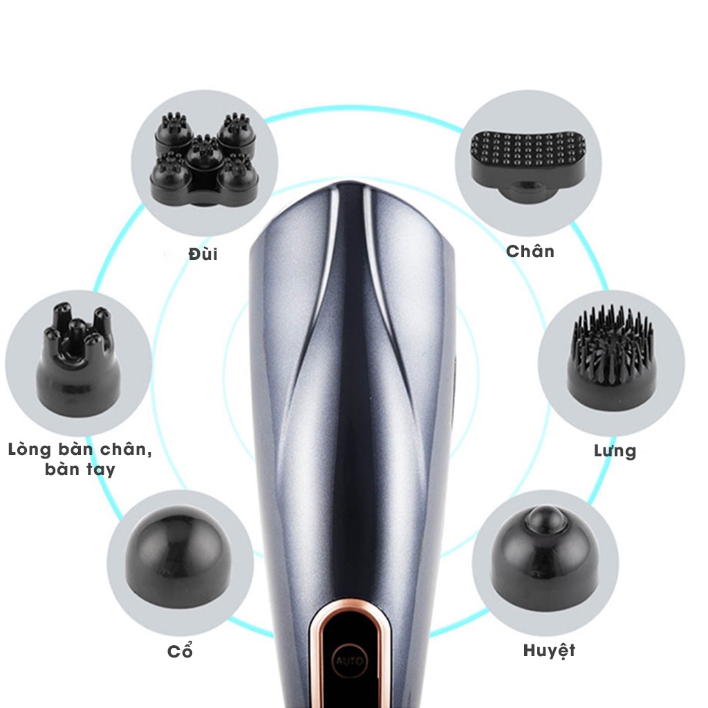 Máy Đấm Lưng Mát Xa Chuyên Sâu Giảm Đau Cho Cổ, Vai Gáy, Bụng, Lưng, Cánh Tay, Chân ( 6 Đầu Massage)