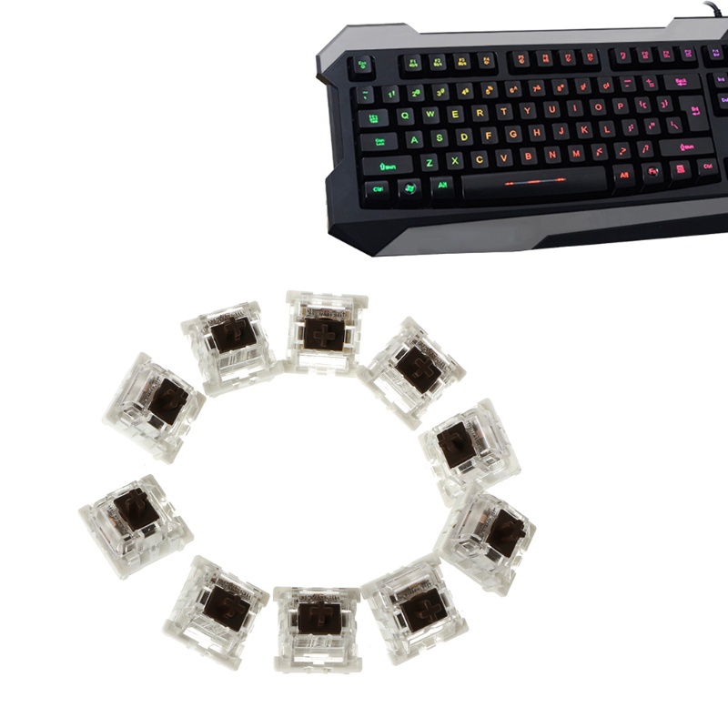 Set 10 công tắc bàn phím cơ 3 pin màu đen/nâu