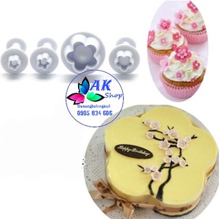 SET 4 KHUÔN NHẤN LÒ XO NHỰA (HOA ĐÀO)