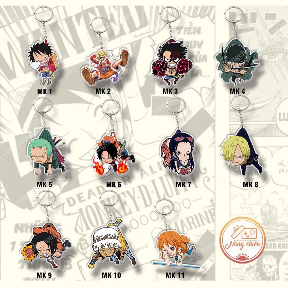Móc Khóa Dày In Sắc Nét 2 Mặt Chibi Onepiece Luffy, Zoro, Nami, Ace, Law ☘️Quà Tặng Nắng Chiều☘️