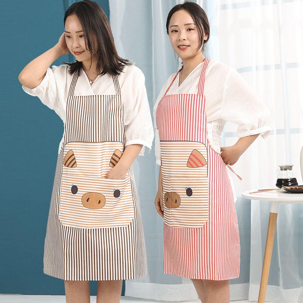 Tạp Dề Nấu Ăn Bằng Polyester Chống Nước Chống Dầu In Hình Heo Hoạt Hình Cho Nhà Bếp