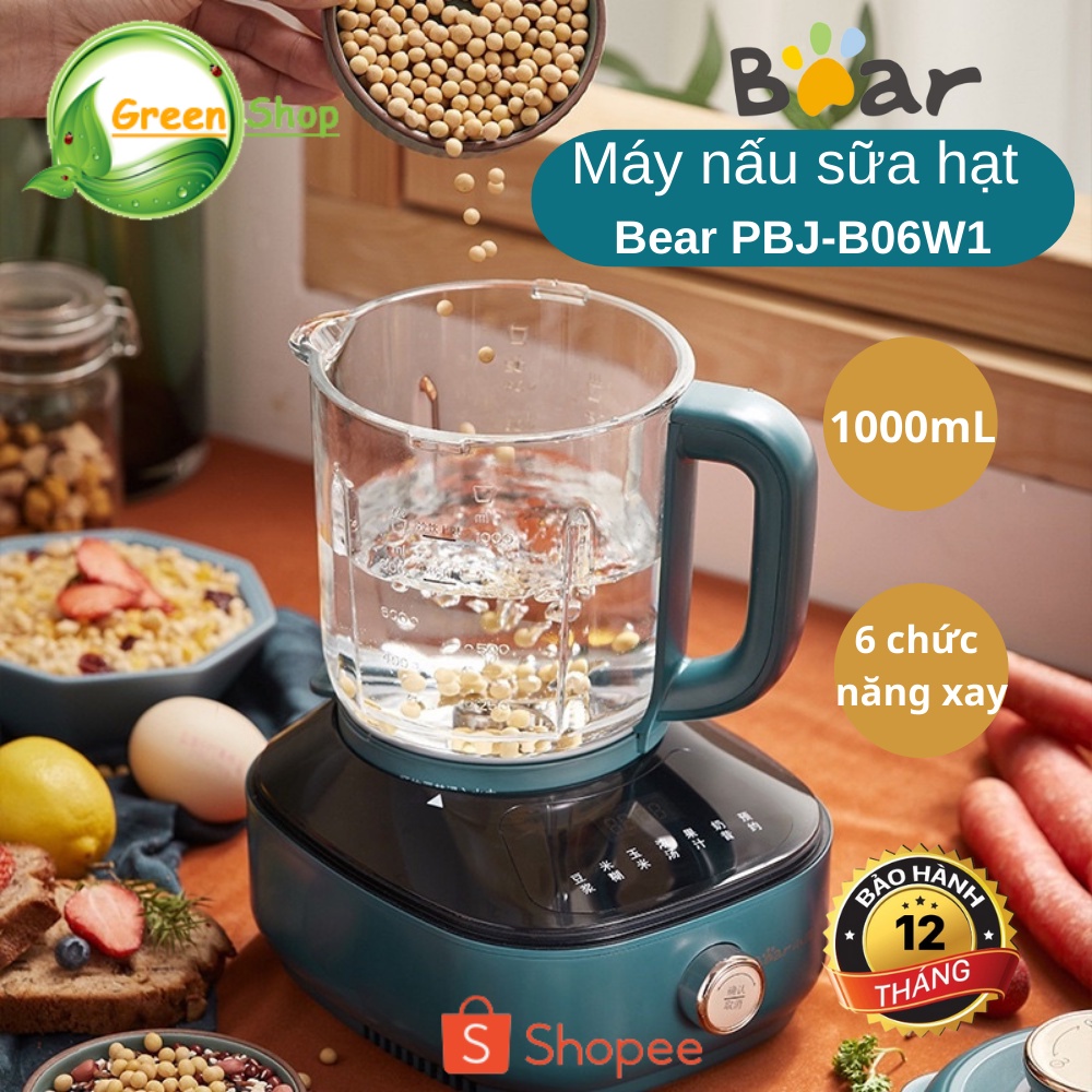 Máy làm sữa hạt Bear PBJ-B06W1 chính hãng - Xay sữa hạt đa năng , nấu cháo , xay sinh tố, đậu nành , hẹn giờ thông minh