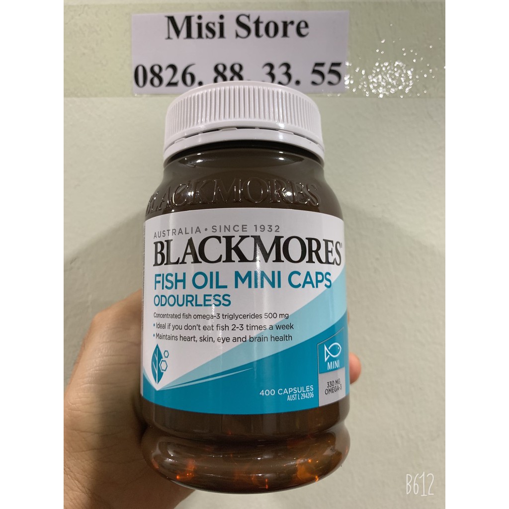 Dầu cá Blackmore Odourless fish oil Mini Caps 400 viên của Úc