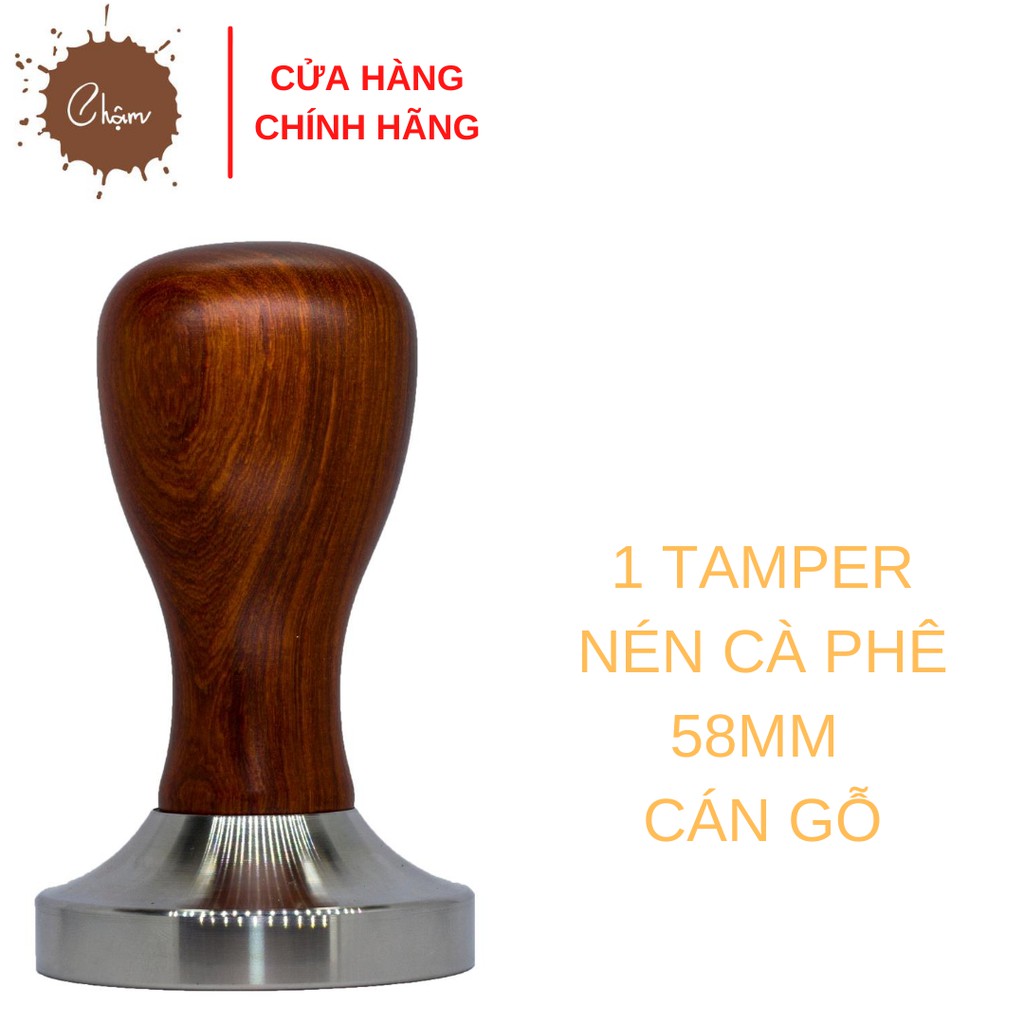 Tamper nén cà phê 58mm cán gỗ
