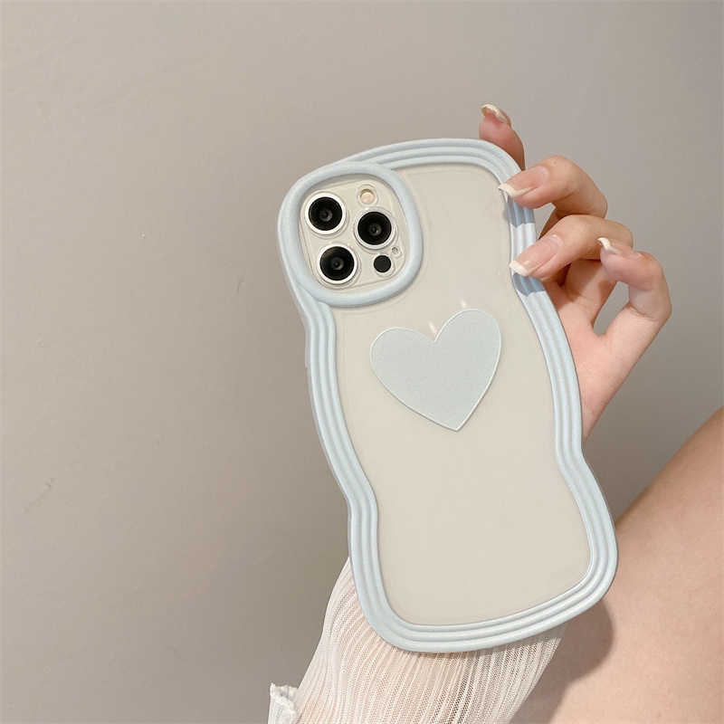 Ốp Điện Thoại Silicon Mềm Họa Tiết Gợn Sóng Và Trái Tim Ba Màu Chống Thấm Nước Cho iPhone 13 13 Pro Max 12 12Pro 12ProMax 1111ProMax X