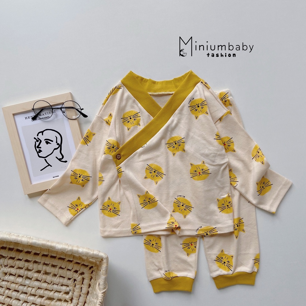 Bộ yukata cho bé trai, bé gái chất liệu cotton mềm mại Minium, set ngủ cho trẻ em-SB1066