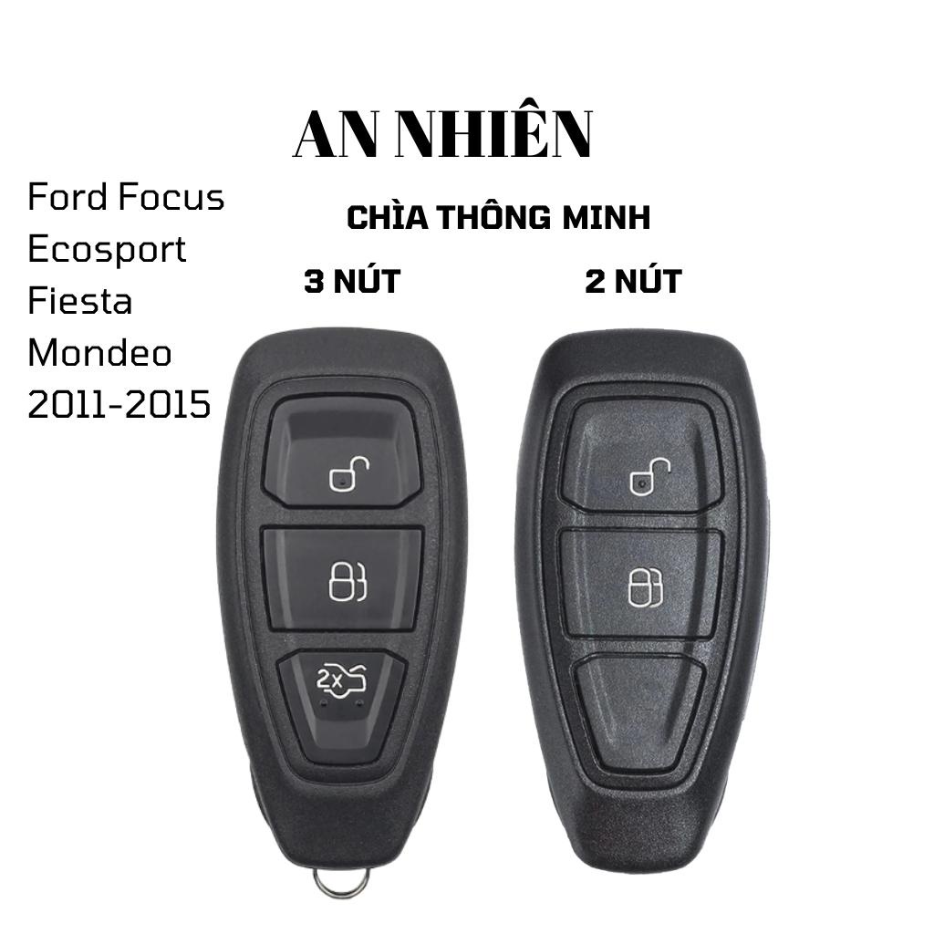 Bao da móc khoá bọc ốp chìa khóa xe ô tô Ford Focus, Ecosport, Fiesta, Mondeo 2011 - 2015, chìa thông minh, Ford4,4B