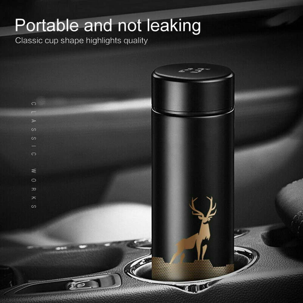 MXMIO 450ml Vacuum Flasks Stainless Steel Coffee Mug Thermo Cup Portable Drinkware for Travel Deer Pattern Insulated Bottle Smart Thermos/Multicolor