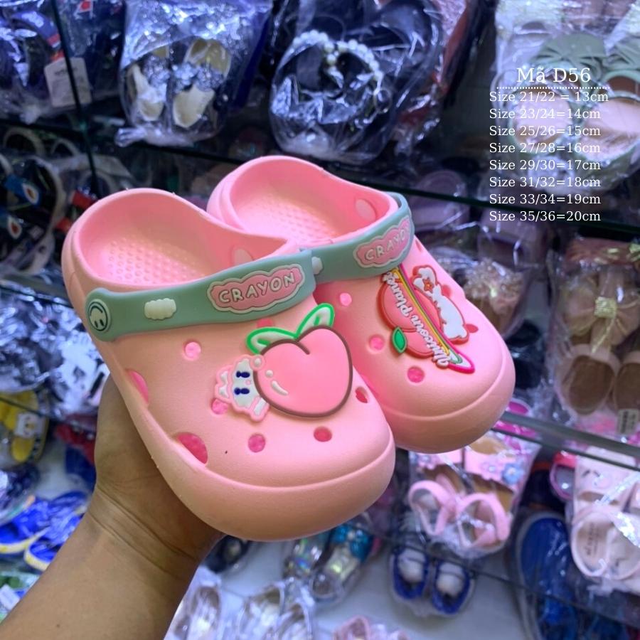 Dép sục cho bé Babyhattieu cross bé gái có quai hậu nhựa dẻo êm đi trong nhà đi biển trái đào dễ thương 1 - 8 tuổi D56