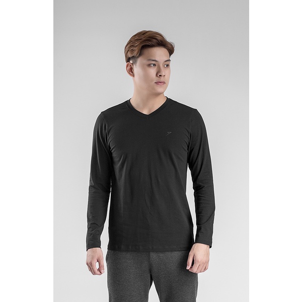 Áo thun nam dài tay cổ tim KWIN TAG 295K màu đen- KLT001W8