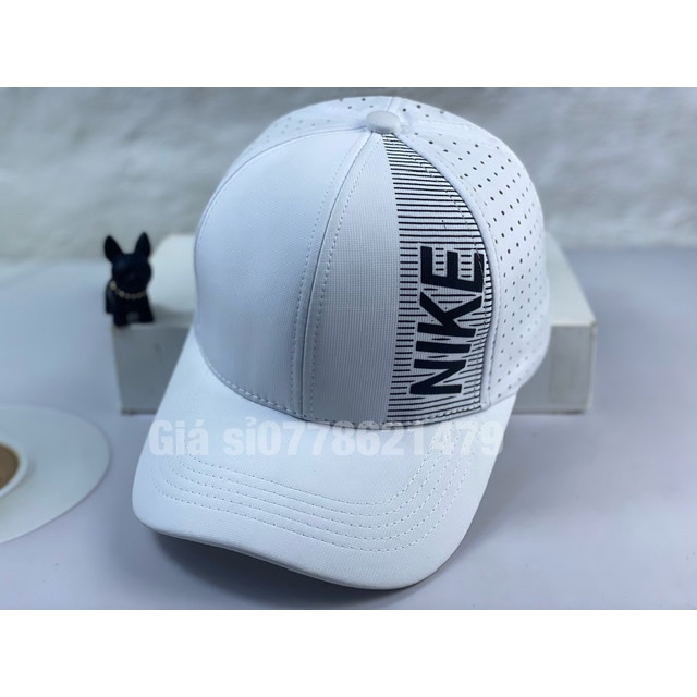 Mũ kết lưỡi trai dù lổ in bên naiki thể thao unisex thời trang (ảnh thật)