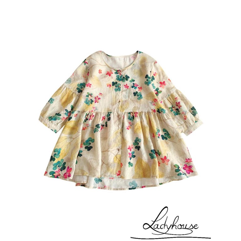 Áo Sơ Mi Cổ Tròn Tay 3/4 In Họa Tiết Hoa Lá Phong Cách Hàn Quốc Ngọt Ngào Dành Cho Nữ