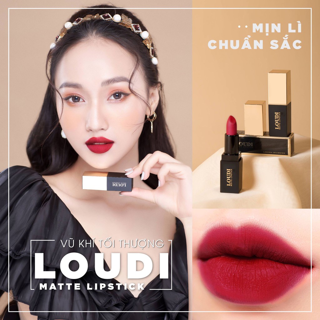 Son sáp lì Loudi Matte Lipstick bộ 3 son, 3.5g chính hãng