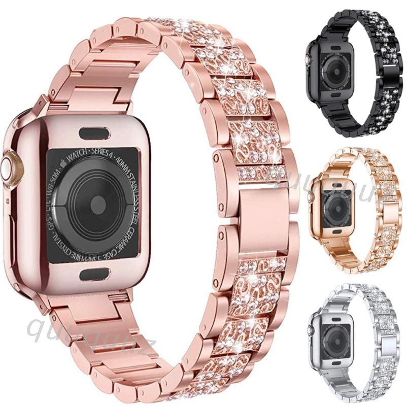 Dây Đồng Hồ Đeo Tay Bằng Hợp Kim Đính Kim Cương Giả Cho Apple Watch