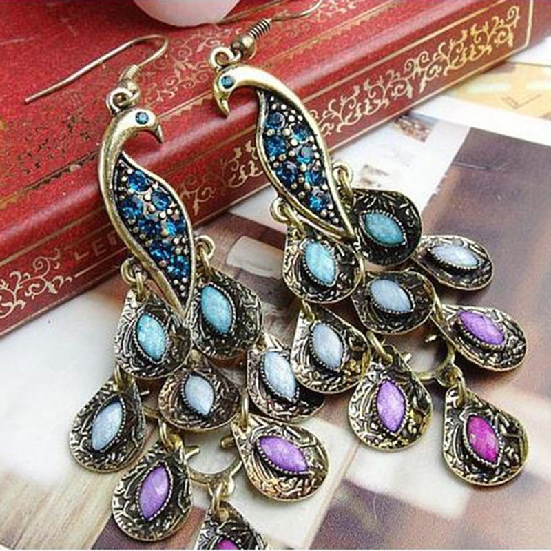 Women's Fashion Jewelry Earrings Retro Jewelry Peacock Earrings Ethnic Earrings Ear Hook