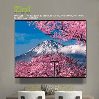  Tranh treo tường tự tô màu số hóa DALI Tranh Phong Cảnh Hoa Anh Đào C036 