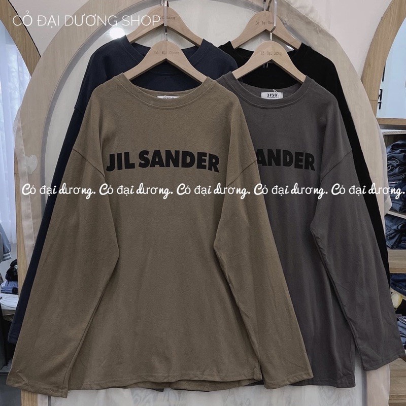 Áo Phông Cotton 3158 Dài Tay Xuông Chữ Jil Sander From Rộng Dành Cho Nữ - Ảnh Thật