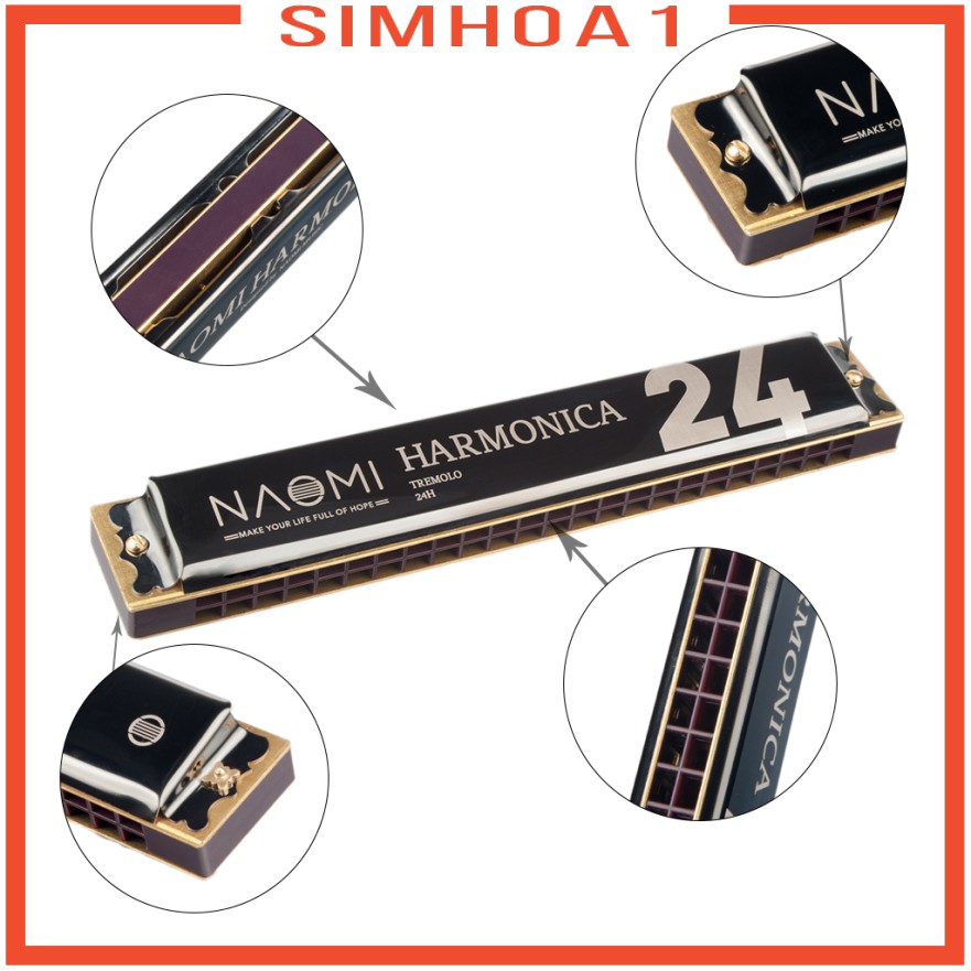 Kèn Harmonica Tremolo 1 24 Lỗ Và Phụ Kiện