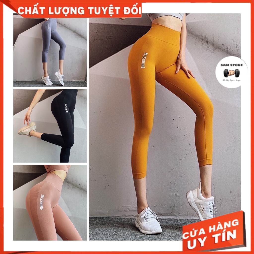 Legging Lửng Gân MS [VIDEO THẬT] Legging lửng cạp cao form chuẩn, Quần legging lửng vải dệt