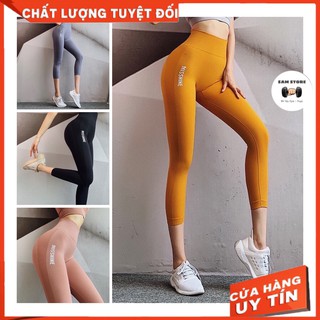 Legging Lửng Gân MS Legging lửng cạp cao form chuẩn, Quần legging lửng vải dệt