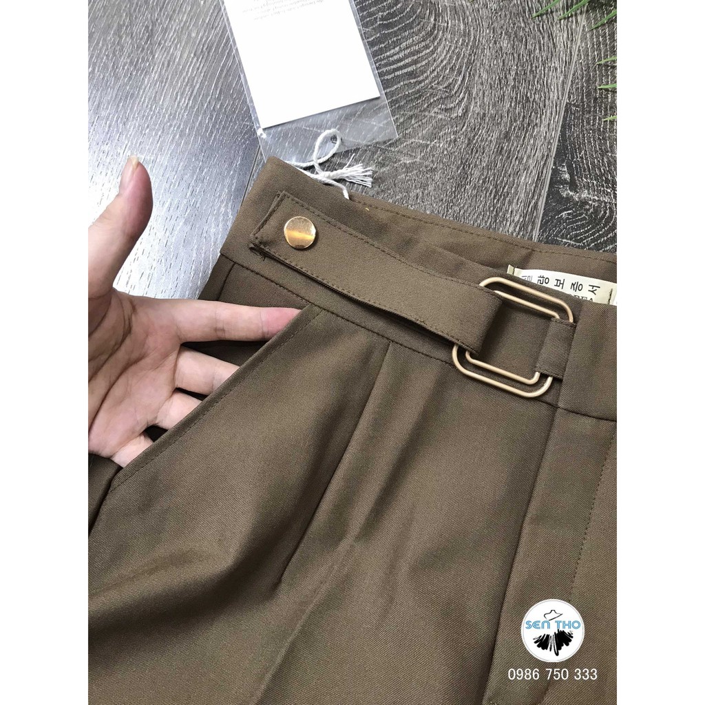 [Ảnh Thật] Quần Baggy Nữ Công Sở Đai Vuông, Màu Đen, Nâu Tây Sang Trọng. Chất Vải Vitex Cao Cấp, Cạp Cao Thanh Lịch | BigBuy360 - bigbuy360.vn