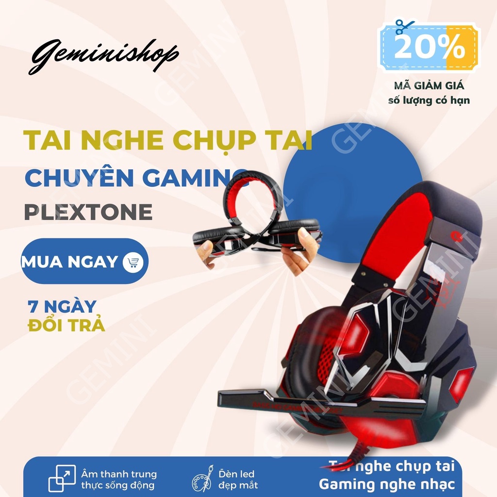 Tai nghe chuyên game thủ Plextone PC780 - đèn LED - Có Mic - Headphone gaming GEMINI SHOP