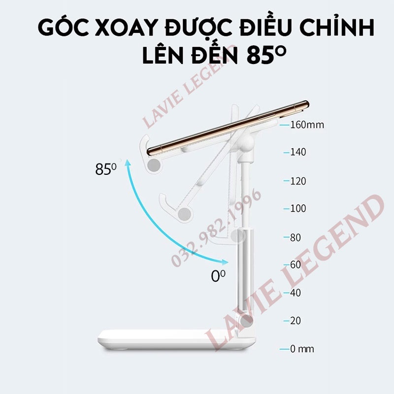 Giá Đỡ Điện Thoại Để Bàn Có Thể Điều Chỉnh Và Gập Lại Loại 1, Giá Kê Máy Tính Bảng Khung Chắc Chắn, Xoay Linh Hoạt