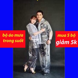 Áo mưa bộ trong suốt chống thấm nước [ BỘ ÁO MƯA TRONG SUỐT ]