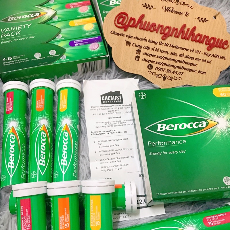 Viên sủi bổ sung Vitamin Berocca Performance (1 ống 15 viên)