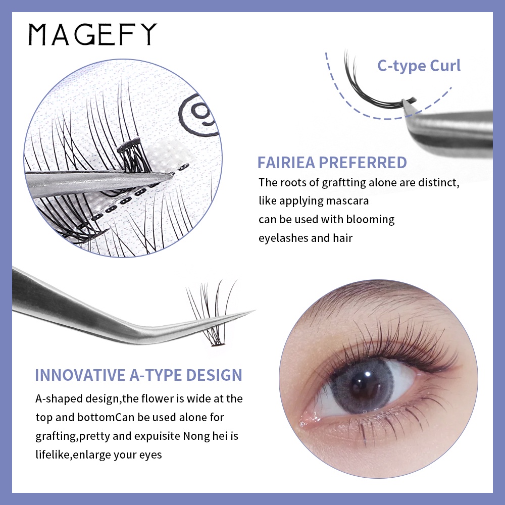 Set 20 Lông Mi Giả Bằng Sợi Tổng Hợp Nhẹ Nhàng Tự Nhiên MAGEFY 63