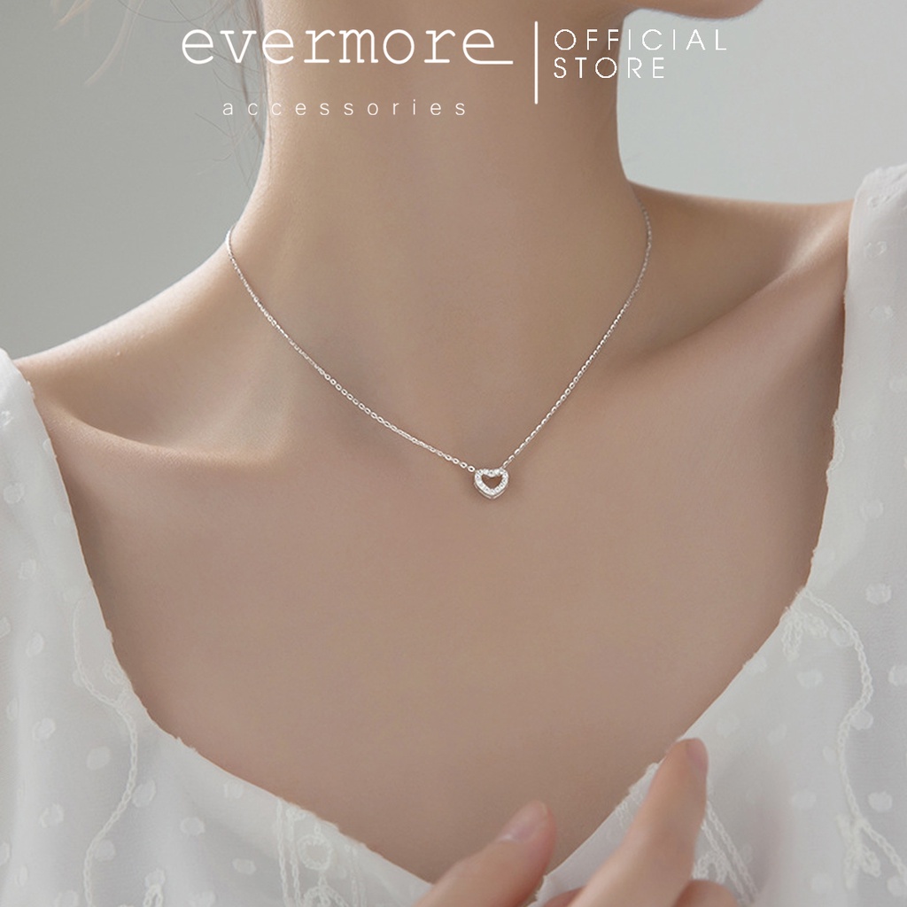 Dây chuyền bạc EVERMORE, vòng cổ đá trái tim bạc ý 925, phong cách minimalism, thanh lịch - D012