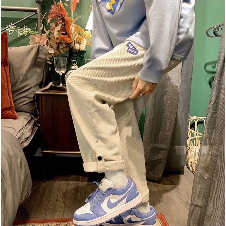 Quần jogger ống suông rộng màu trơn thời trang Hàn Quốc cho nam