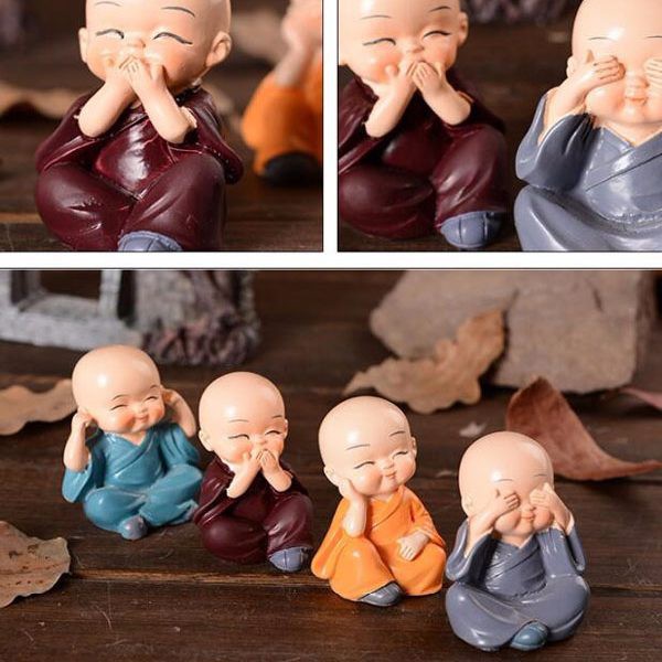 Bộ tượng ngồi 4  không, không nhìn không nghe không nói không nghĩ